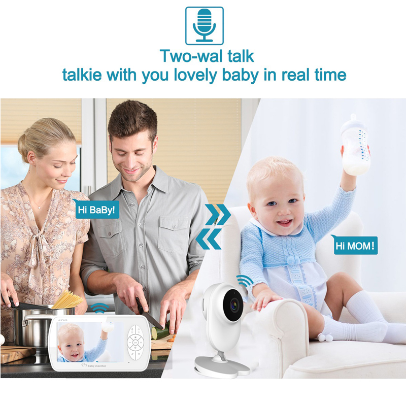 1080P Baby Monitor 4.3 Inch Night Vision Monitor Babysitter Security Camera